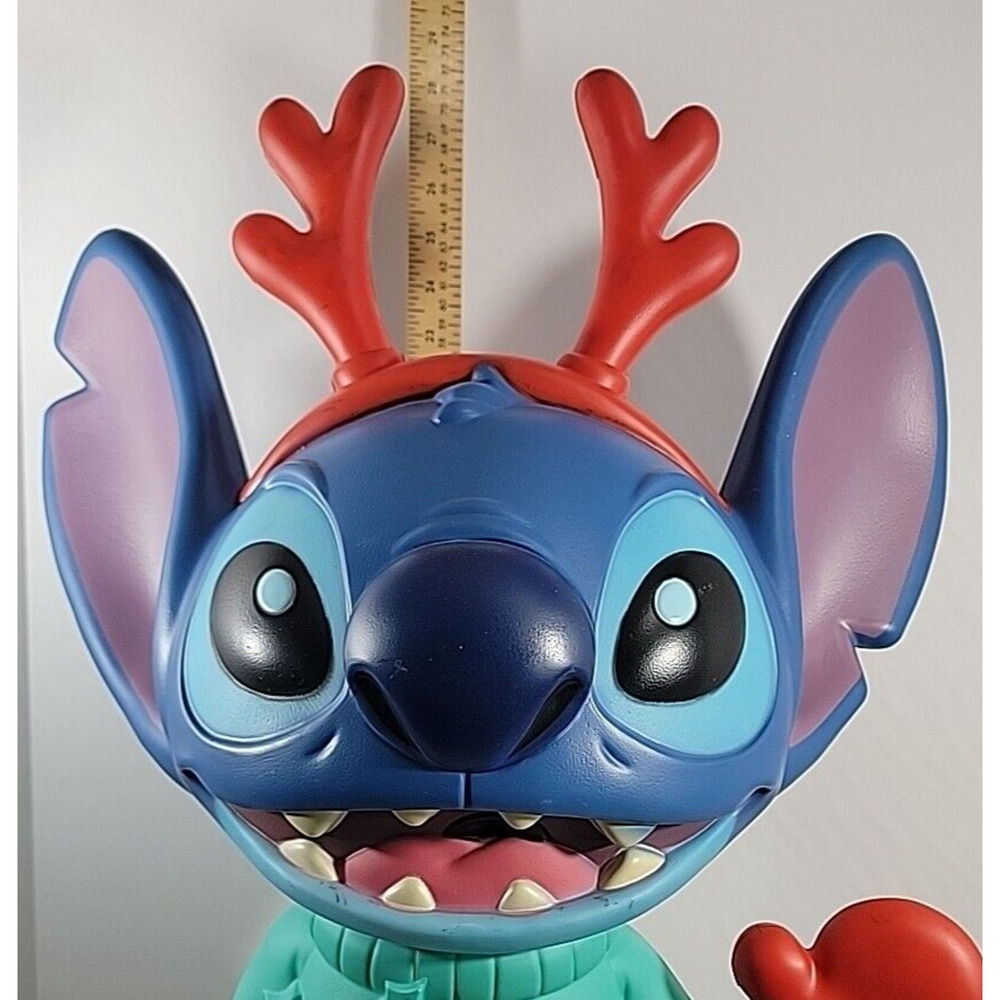 Gemmy Christmas Stitch Disney's Lilo & Stitch w Antlers & Sweater Blow Mold 27" - Picture 9 of 10